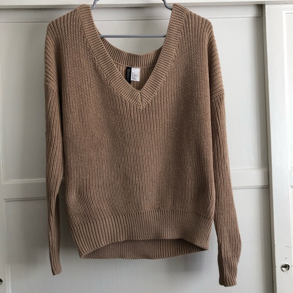 Tan V-neck Sweater - Picture 1 of 3